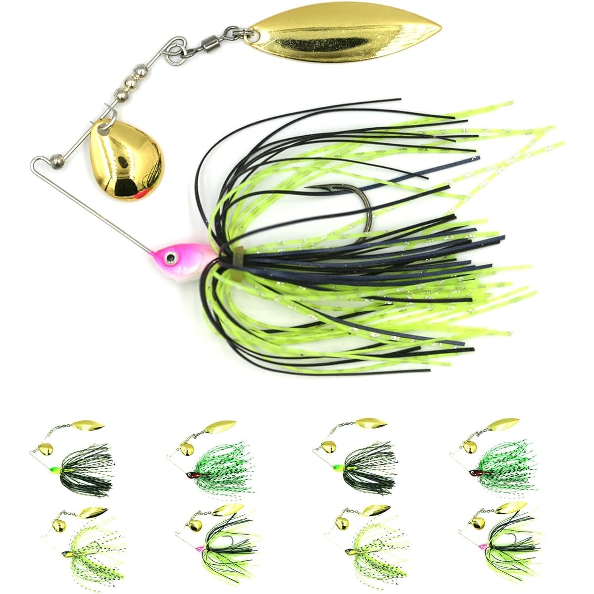 Blue Ocean Spinnerbait Lure 3/8oz 10g (Set of 8) Bass Fishing Black Bass Root Fish Seabass Lure Set