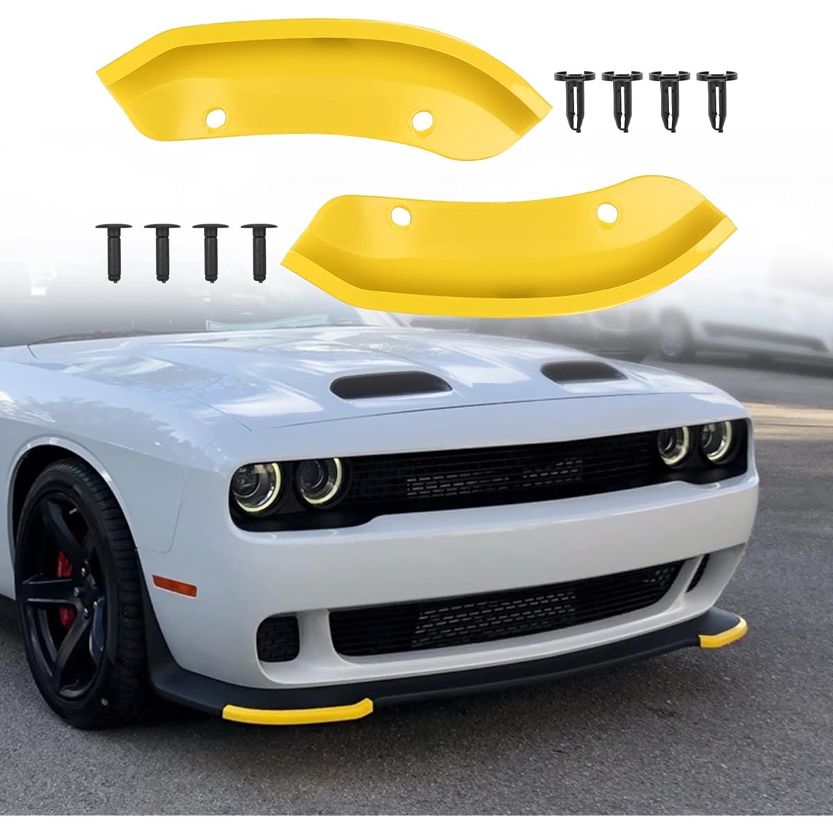 JDMON Front Sputter Bumper Lip Protector Exchange DODGE CHALLENGER HELLCAT WIDEBODY 2015-2021 (Yellow)