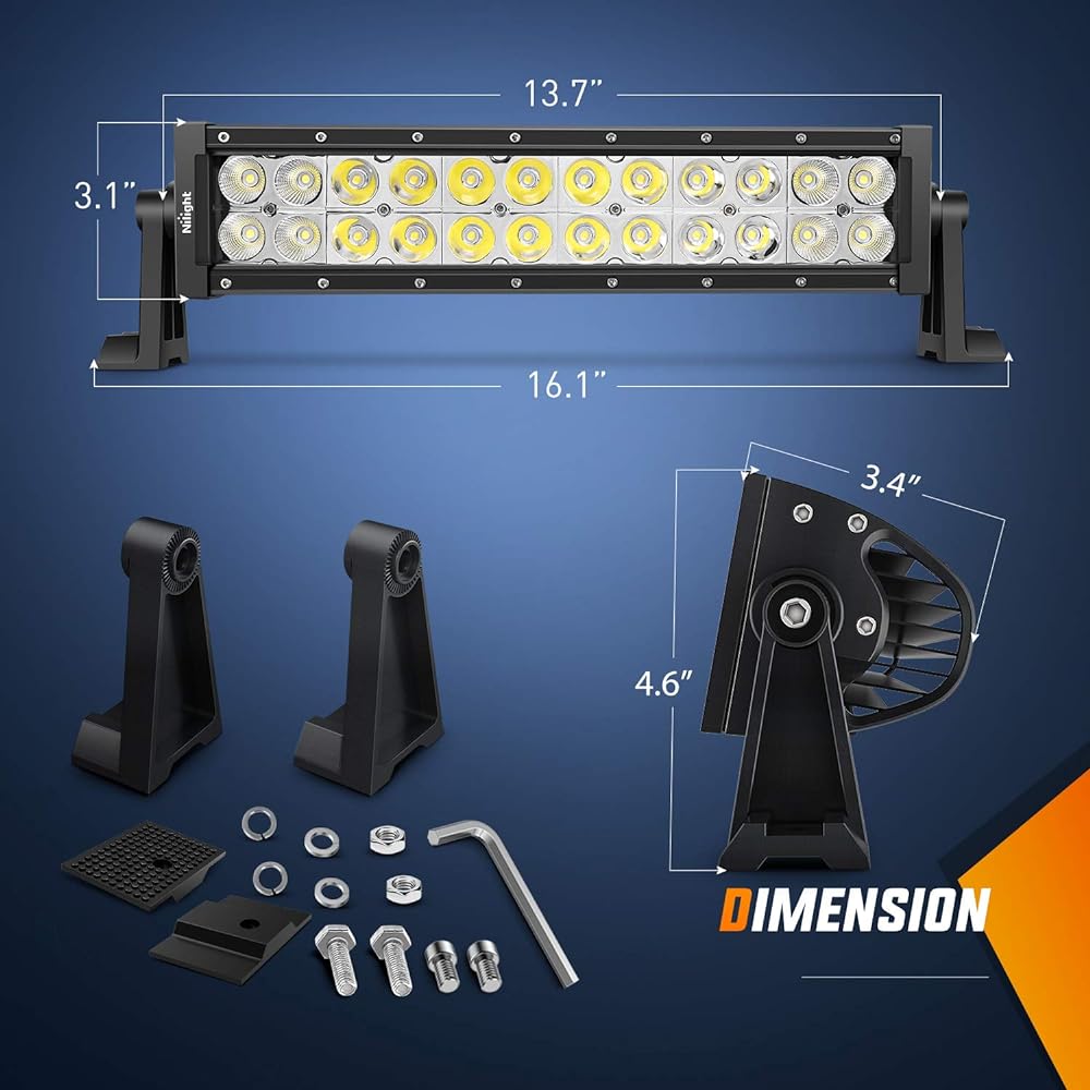 NILIGHT 13.5 inch 72 W LED Work Light Spot LED Light Bar OFF ROAD operation Fog lamp 4 x 4 OFF ROAD ATV SUV Jeep