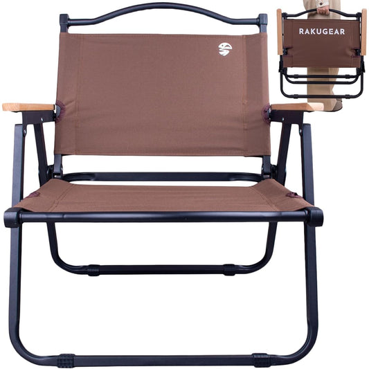 RAKUGEAR [Supervised by professional campers] Foldable lightweight outdoor chair Strong and stable low chair 2.2kg Folding chair Load capacity 100kg Children's low chair Brown color