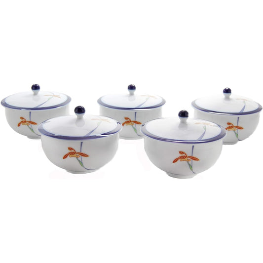 Koran Company Tea Cup with Lid Orchid Lace White 100ml 1005-CF Set of 5