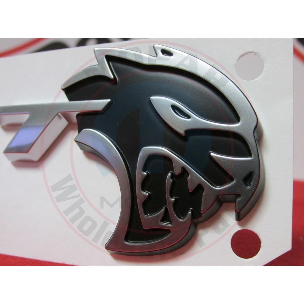 Dodge Challenger Helcat Black & Silver SRT Decchirid Name Plate Emblem OEM MOPAR