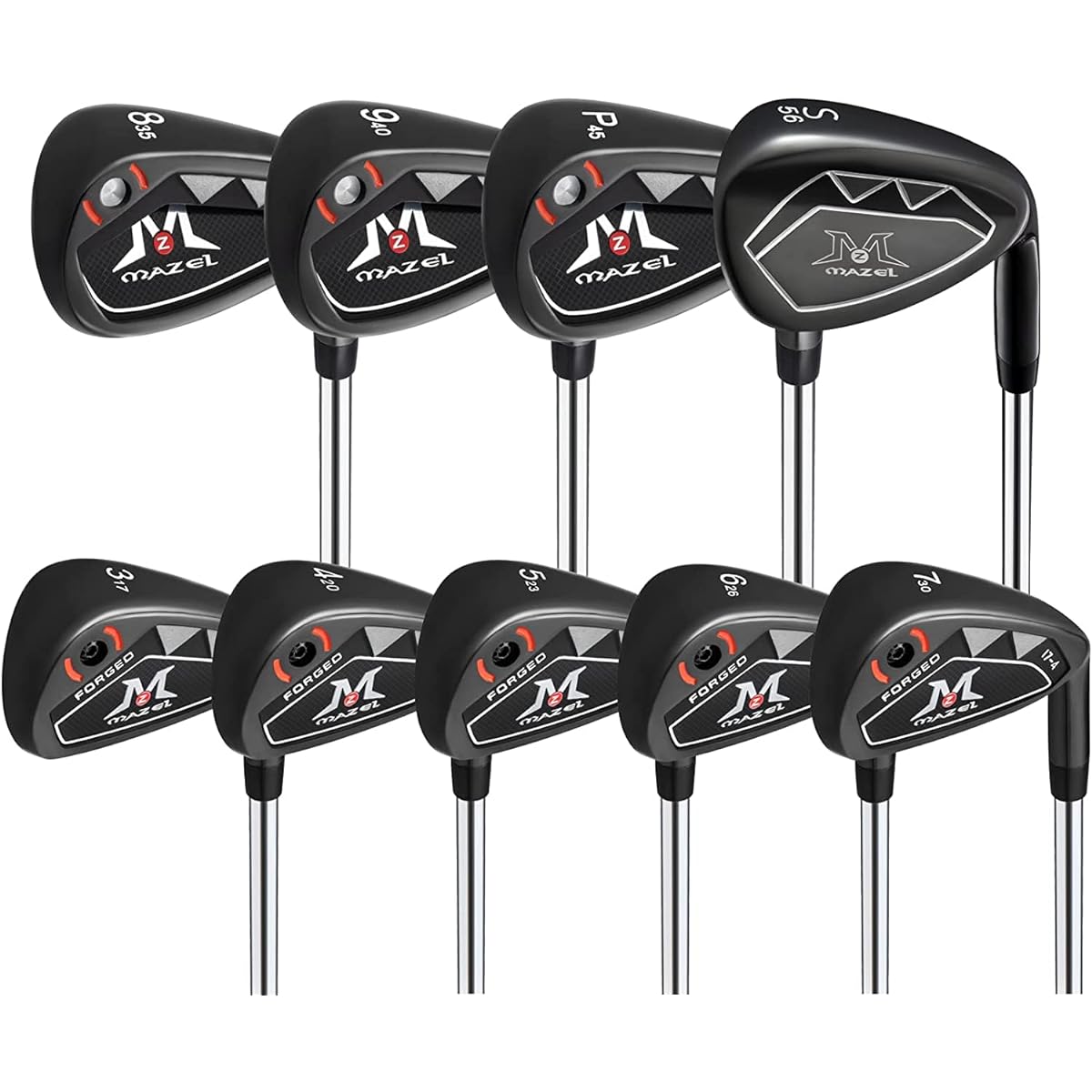 MAZEL FORGED Golf Club Iron Set Steel Shaft 9 Piece Set (Count: 3, 4, 5, 6, 7, 8, 9, PW, SW) Men's Right Hand Without Bag/Clubs Only