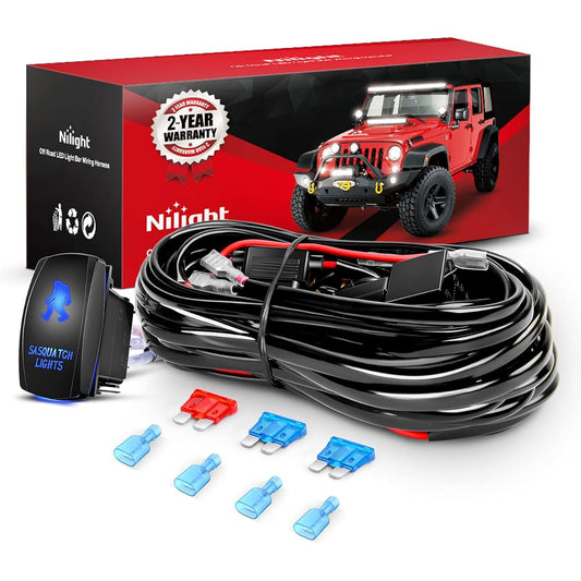 NILIGHT -10013W NI -WA 07 LED Light Bar Wiring Harness Kit SASQUATCH LIGHTS 12V 5 pin locker switch on off