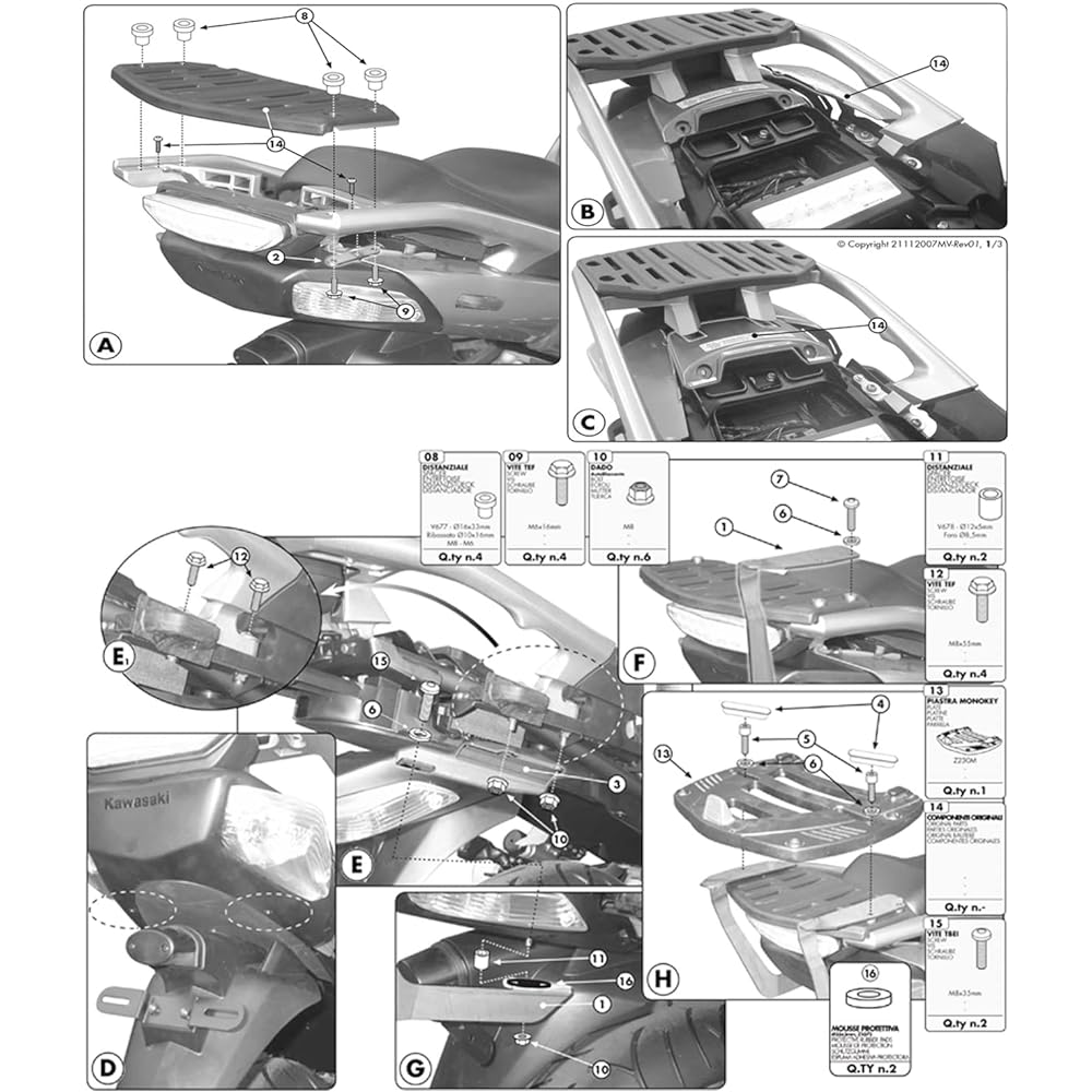 GIVI Motorcycle Top Case Fitting Monokey Only Compatible with 1400GTR (07-15) SR410 66785