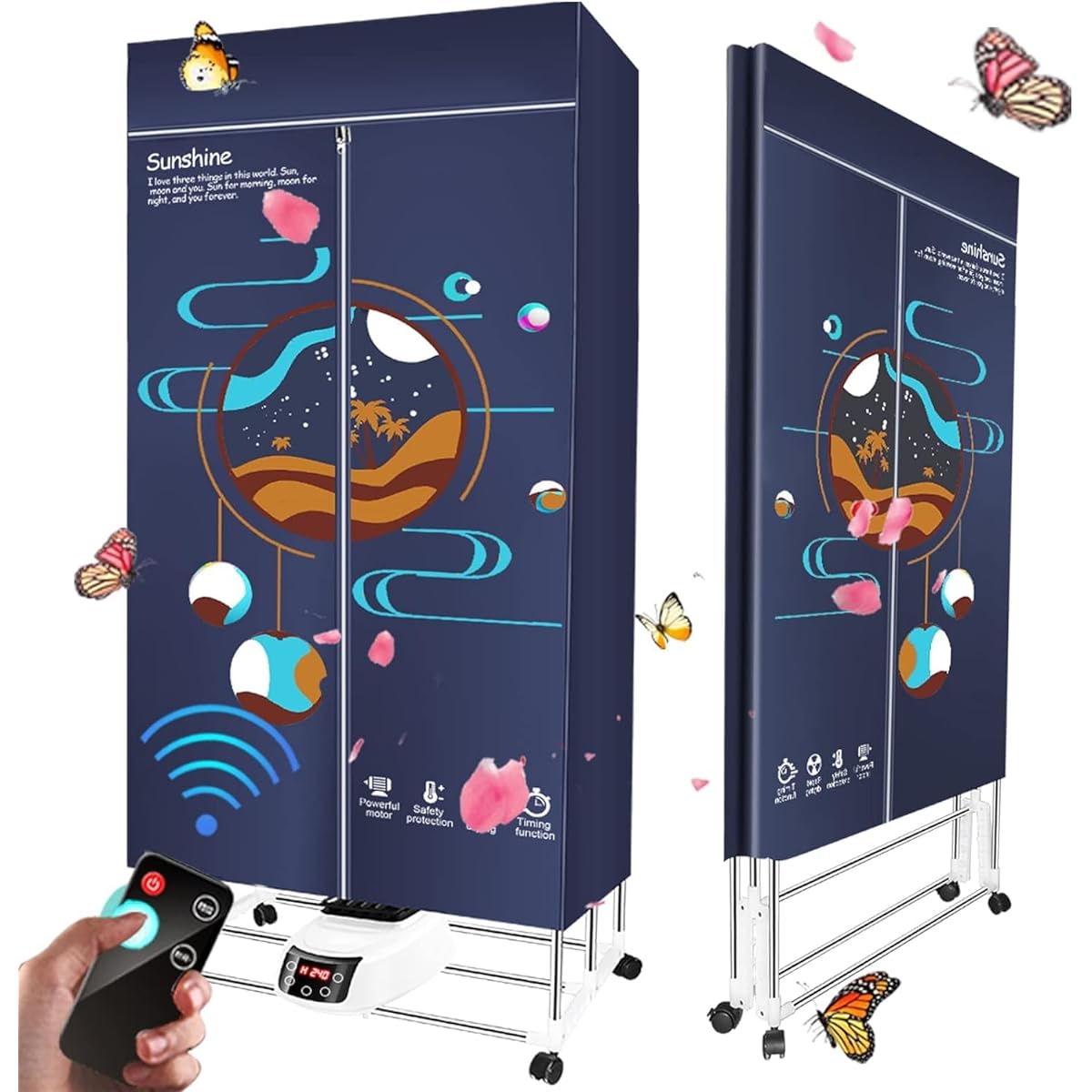 Smatorch Clothes Dryer, Folding Dryer, 1,500 W, Multi-functional Mini Dryer, Hanger Dryer, Quick Drying, Disinfectant, Hot Air Deodorizer, Timer Function, Home Mute, Space Saving, Adjustable Timer,