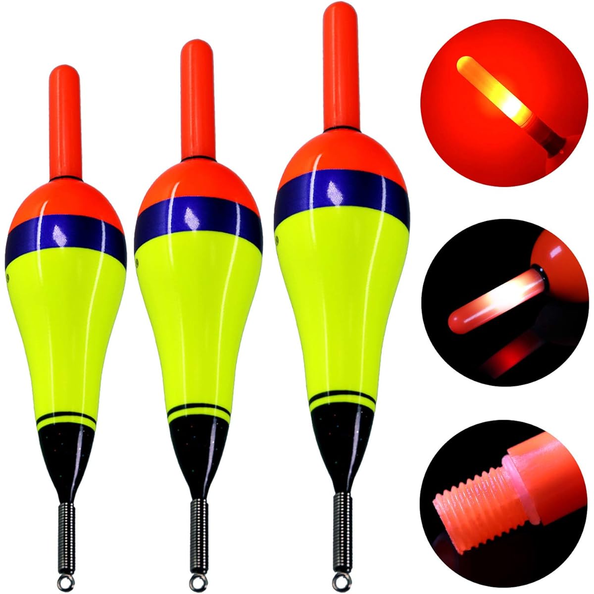 THKFISH Fishing Tackle/Fishing Supplies Fishing Float Float for Rock and Embankment Fishing Fishing Light LED Fishing Float 5.5g 7.5g 12g 3 Pieces