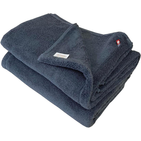 Imabari Towel Bath Towel, Set of 2, Antibacterial Treatment, Odor Resistant, 60x120cm, 100% Cotton, Made in Japan, Water Absorbent, Dry Room (Navy)