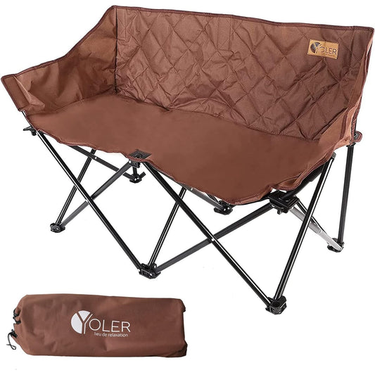 YOLER Outdoor Chair Camping Chair 2 Seater Stock Clearance Sale Filled Low Chair Bench Chair Convergence Type Comfortable Indoor Outdoor Outdoor Brown