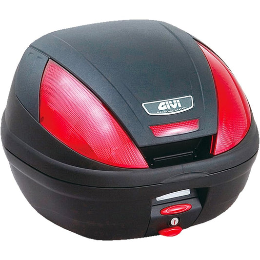 GIVI Motorcycle Rear Box Monolock 37L E370ND Unpainted Black Red Lens 68051