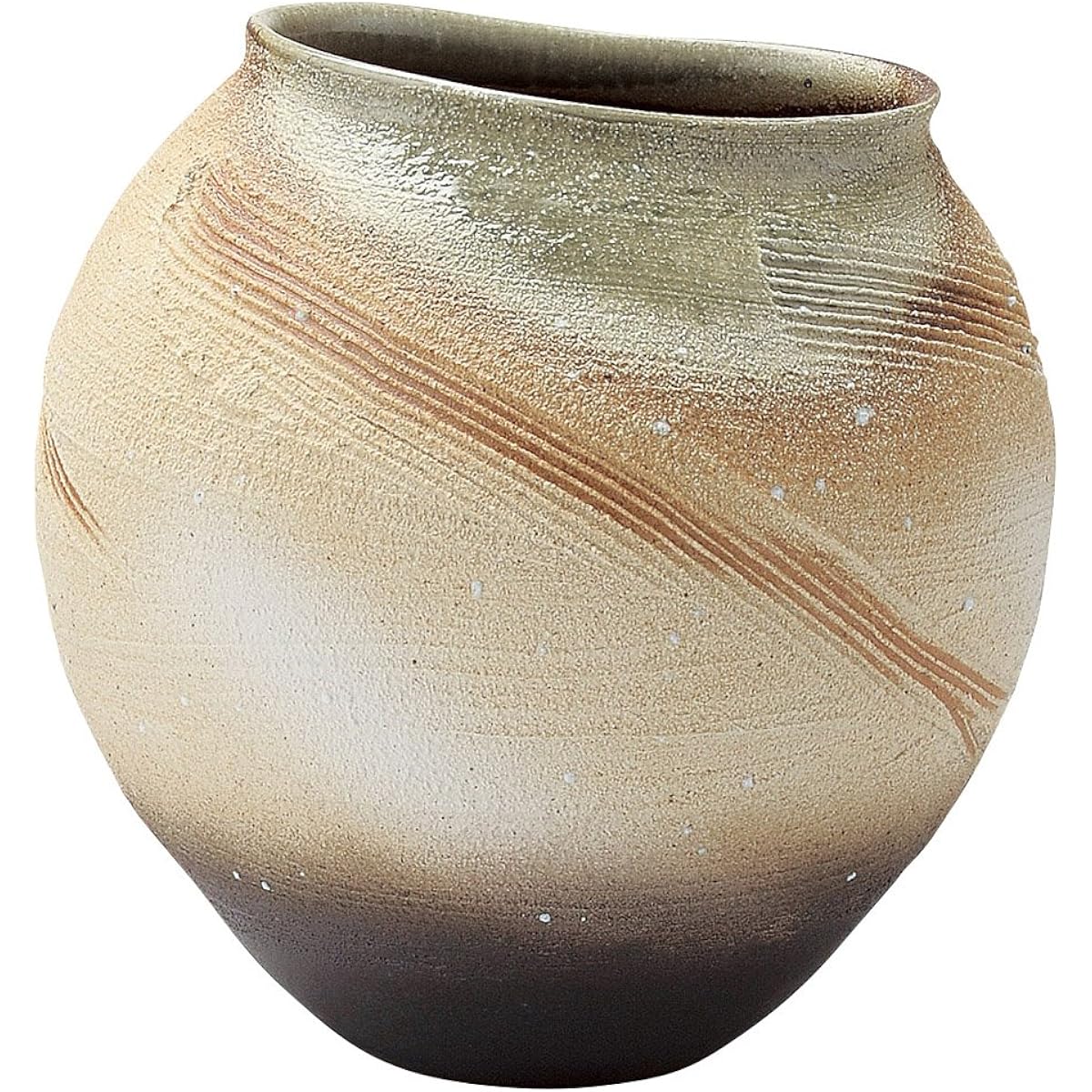 Shigaraki Ware Hechimon Vase Flower Base Large Beige Yusai Pottery MR-1-2602