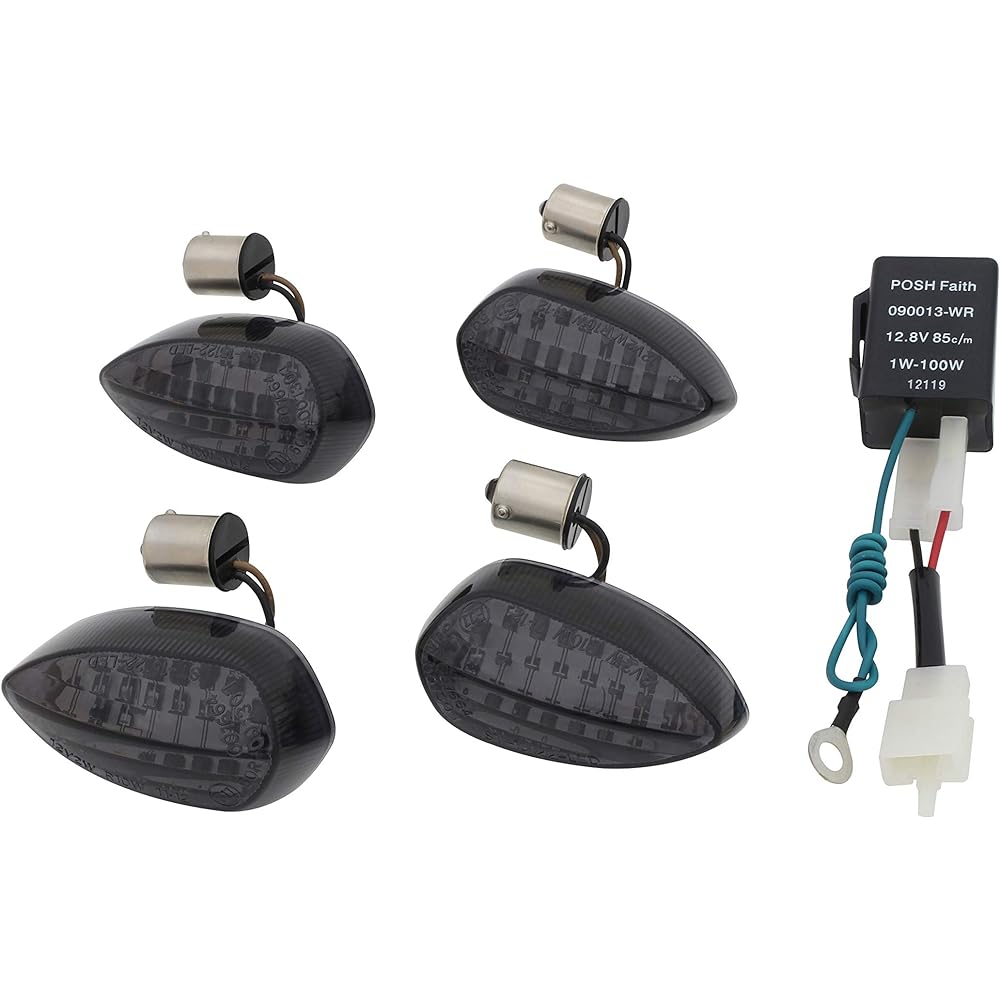 POSH Motorcycle Supplies Turn Signal LED Conversion Kit Sequential Turn Signal Genuine Yamaha Type for 1 Car with Relay Smoke Lens 065009