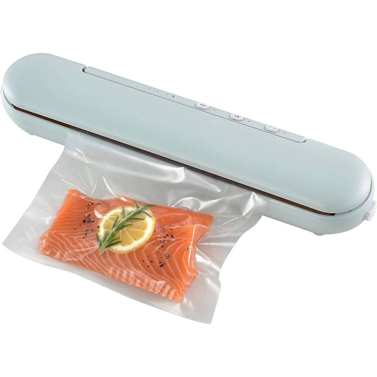 Ohm Electric Vacuum Packing Machine Food Sealer Rechargeable Cordless Sealing Packing Machine Heat Sealer Deaeration Sealing Packer Vacuum Packing Machine with Cutter Vacuum Packing Machine for Compressing Clothes USB Charging Slim Compact Pastel Green C
