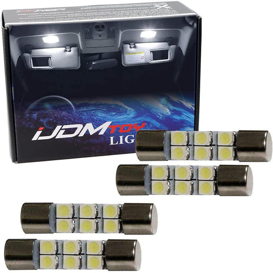 IJDMTOY 4 pieces White 6-SMD 29mm 6614 LED replacement San Viser Flip Vanity Mirror Light