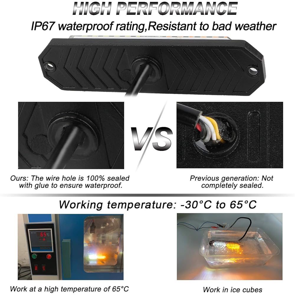 ASPL 8 Sync function Ultra Slim 12-LED surface implementation flashing strobolite truck car vehicle LED mini grilled head Head Emergency beacon danger warning light (Amber/White)