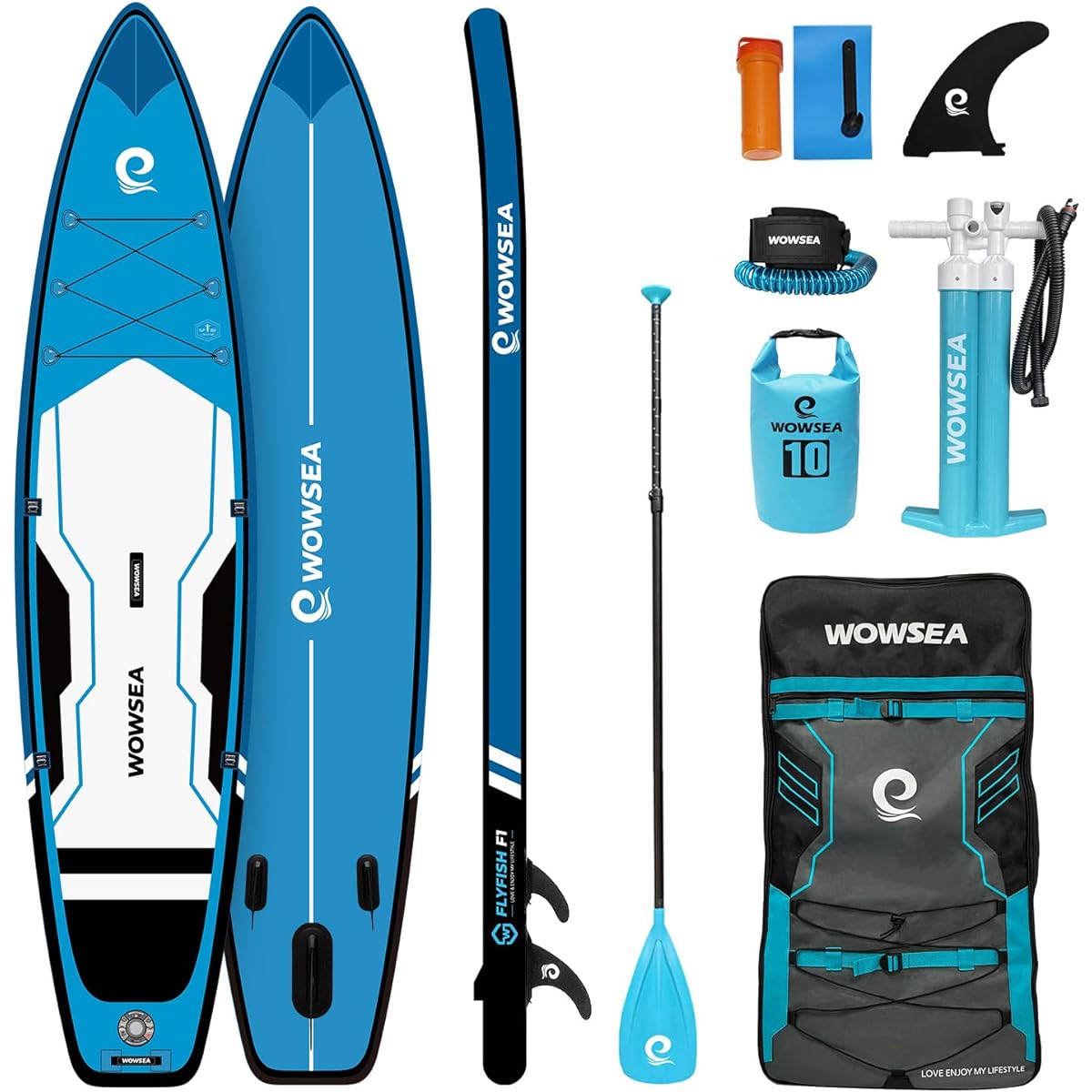 WOWSEA Flyfish F1 SUP SUP Up Paddle Board Sup Board 11.6'(353cm) x 32"(81cm) x 6"(15cm) Paddle Board | Racing & Travel iSUP | Blue