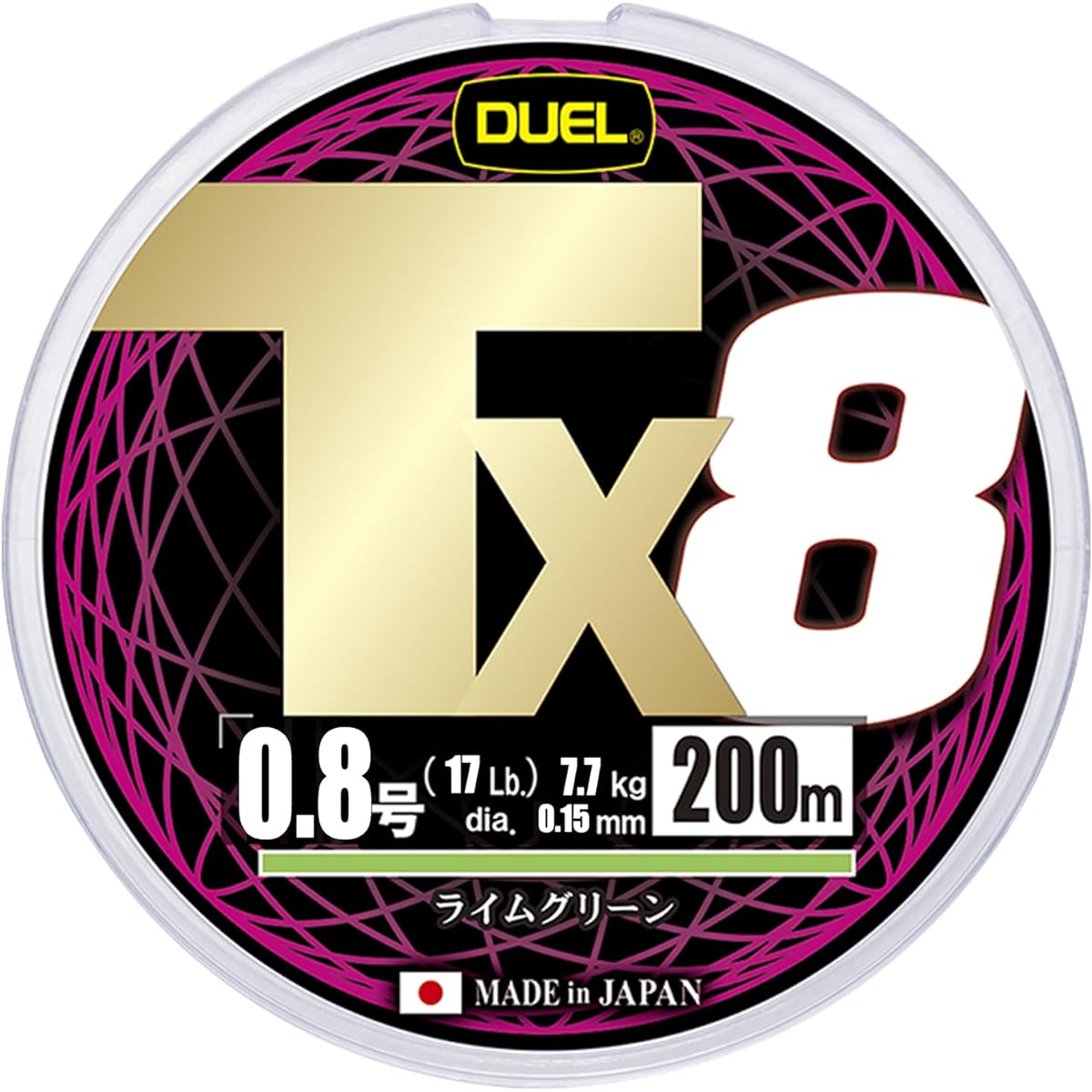 DUEL PE Line Fishing Line Tx8 [Line Fishing Line Fishing Tackle High Strength High Sensitivity Long Lasting Strength] Size 0.6 ~ Size 8.0 5 Color Marking/Lime Green