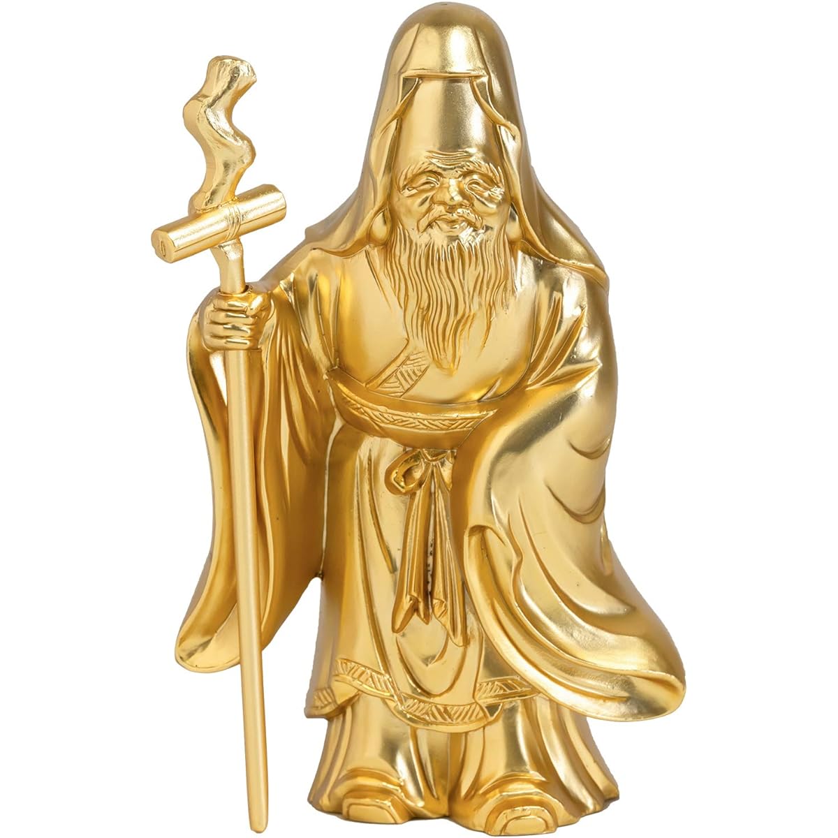 Seven Lucky Gods of Good Luck Fukurokuju (Gold plated/24K gold) Buddhist sculptor: Hideun Makita Prototype_Buddha statue ornament Takaoka copperware (Fukurokuju 7fg)