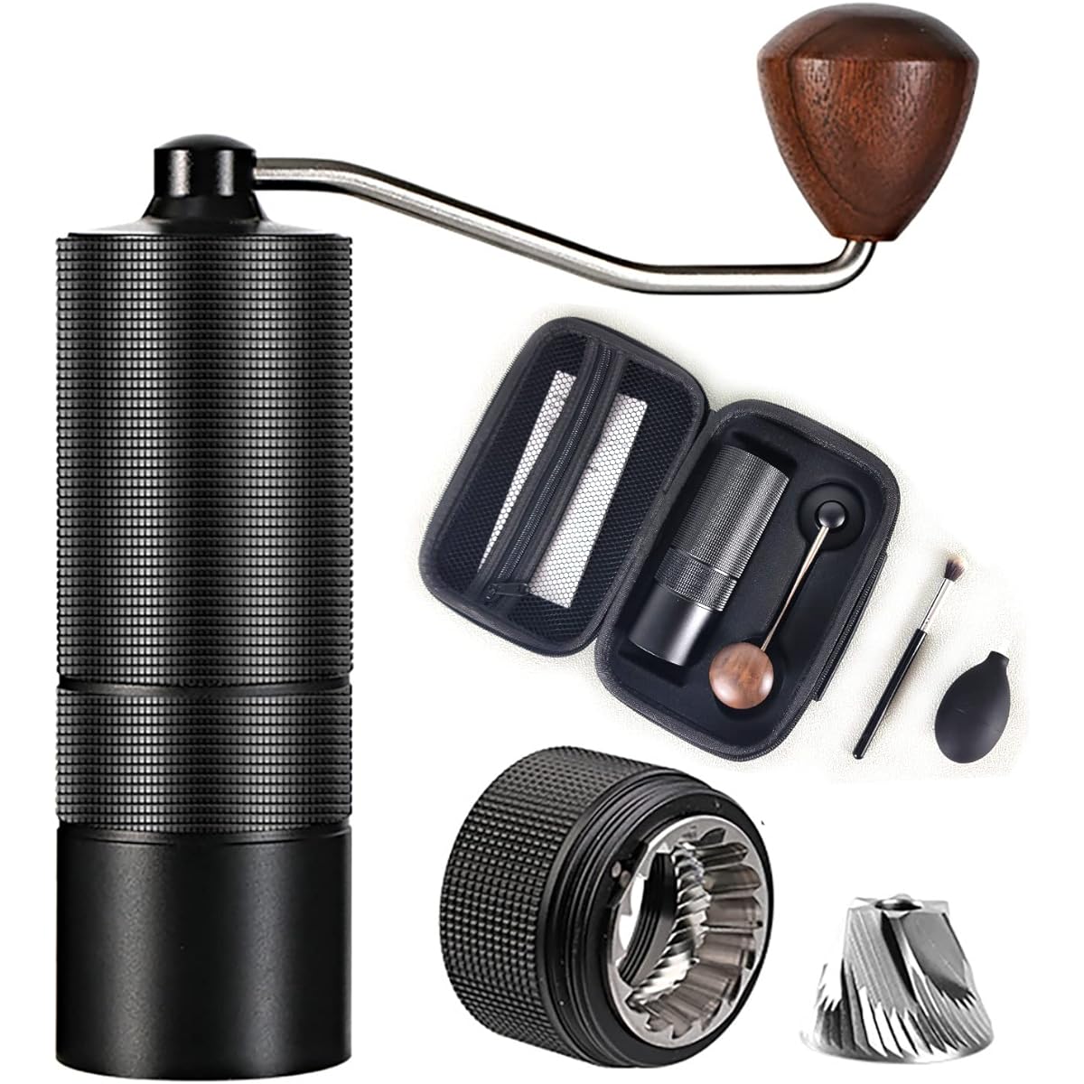 One Bean Hand Grind Coffee Mill MUGEN C2 Easy to Clean Removable All-Purpose Stainless Steel Mortar All Metal Coffee Grinder Manual Type Coarseness Adjustment Feature Comes with a Convenient Portable Bag Labor-Saving Uniform Coffee Grinder (MUGEN C2-6 Ax