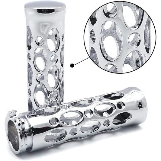 HTTMT TRHB103-CD-1" Chrome Motorcycle Hole Hollow Shape 1" Hand Grip Compatible with Nomad Drifter Vulcan 1600 2000 Harley Davidson FXDL Dyna Low Rider