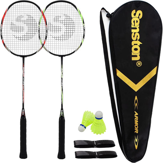 Senston 2 Piece Badminton Racket Set Carbon Fiber Badminton Racket - Includes 1 Carrying Bag