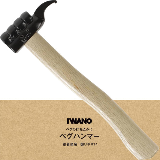 [IWANO] Peg Hammer Large and easy-to-drive surface Fist-shaped head that makes you look twice You can grip it firmly [grip-shaped handle] Tent Tarp Setup Outdoor Camping Carbon steel S45C Electroplated coating (rust resistant) Handle fits comfortably in