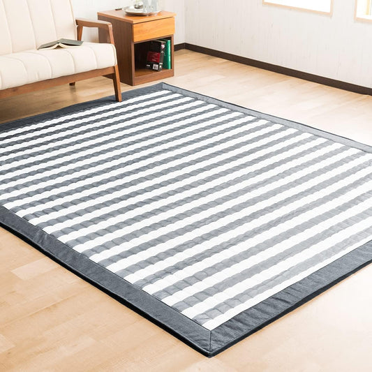 System K Rug Carpet, For Summer, Antibacterial, Odor Resistant, Cool, Cold to the Touch, Washable, Quilted, Approximately 3 Tatami Mats 3) Gray 3) 200cm x 250cm