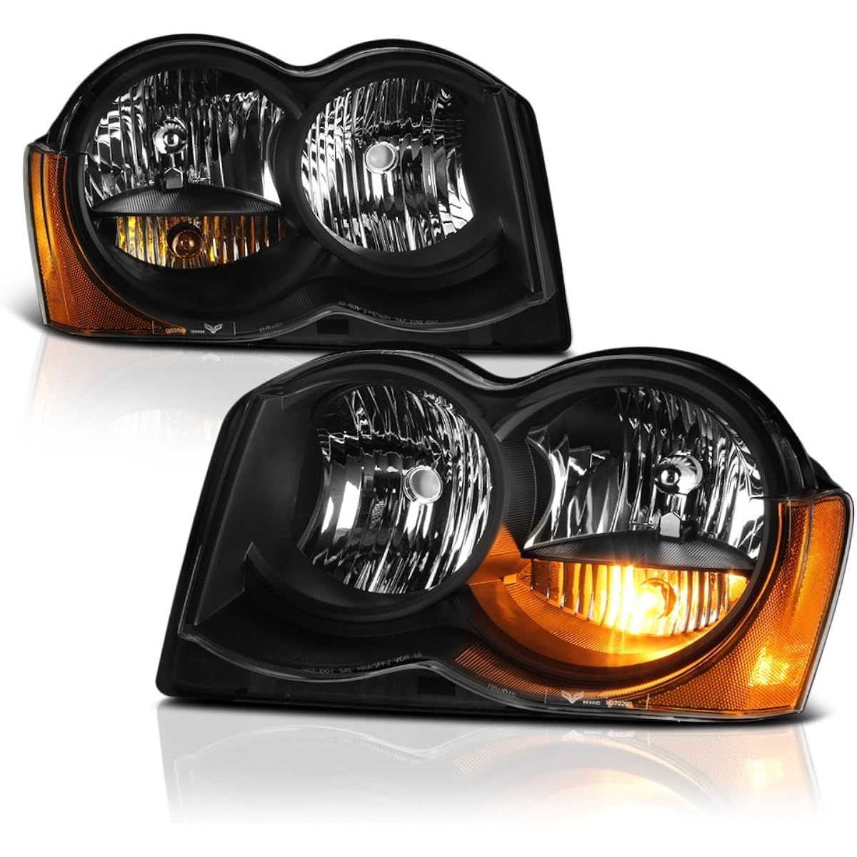 VIPMOTOZ Black Housing OE Style Head Light Head Lamp Acemburi 2008-2010 Jeep Grand Cherokie Halogen Model For Licger Seats