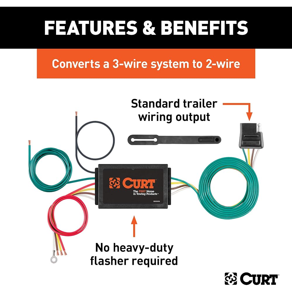CURT 56190 Power 3-2 Wires Price Intreller Tail Light Converter 4-pin wiring harness Black