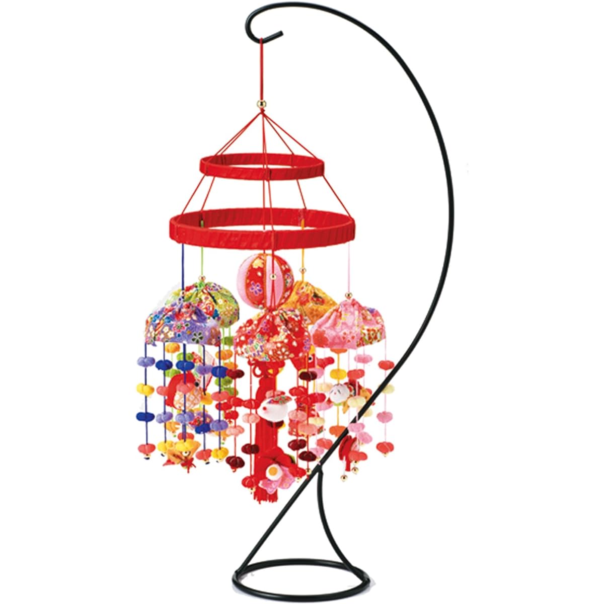 Takagi Textile Panami Crepe Bean Umbrella Hanging Hina Production Kit, Five Decorations, Red LH425