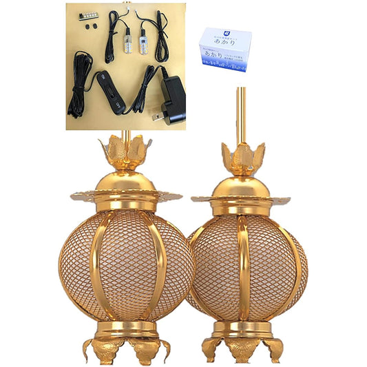 Hanging lantern (hanging lantern) Aluminum round shape (medium) LED lighting electrical equipment (light) set Kyoto Buddhist altar Isemura