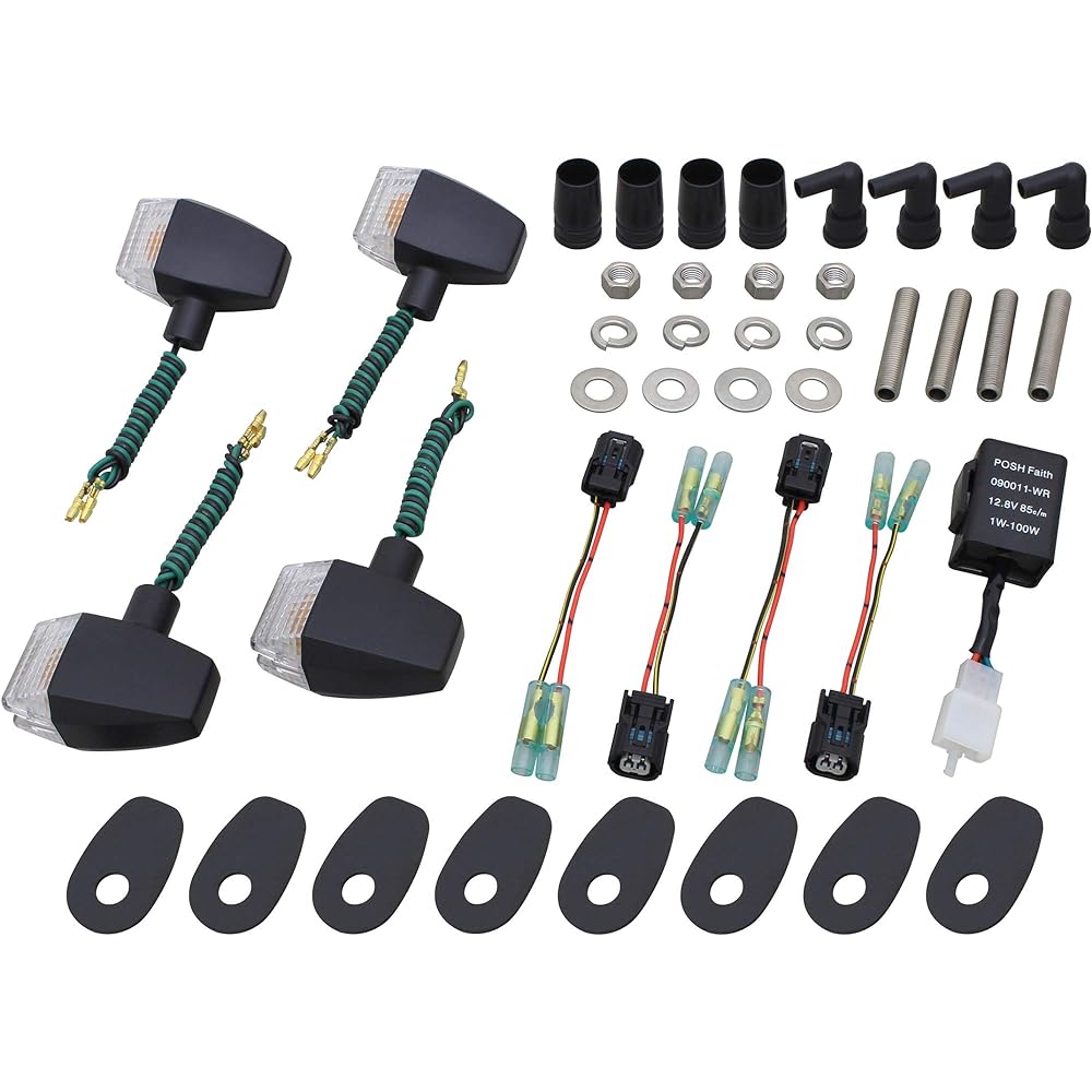 POSH Motorcycle Supplies Turn Signal Kit Slim Sharp Type Turn Signal Kit Classical Z900RS/CAFE (18-23) Black Body/Clear Lens 132047-56