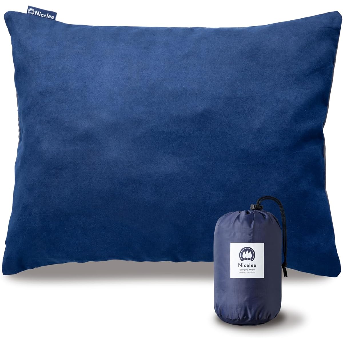 [Okayama Brand] Nicelee Camping Pillow, Travel Pillow, Portable Pillow, Outdoor, Compact, Sleeping in the Car, Height Adjustable (Small, Indigo Blue)