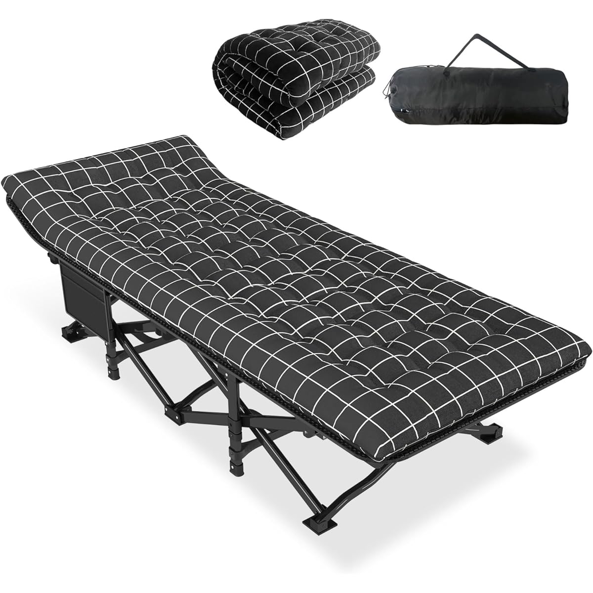 ATORPOK Folding Bed, Simple Bed, Cot, Folding Bed, Outdoor Bed, Camping Bed, Folding Bed, Waterproof, Breathable, Convenient Storage, Load Capacity 200kg (Black)