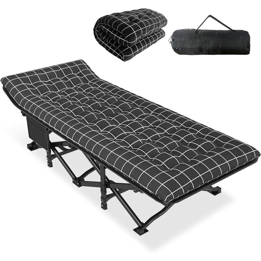 ATORPOK Folding Bed, Simple Bed, Cot, Folding Bed, Outdoor Bed, Camping Bed, Folding Bed, Waterproof, Breathable, Convenient Storage, Load Capacity 200kg (Black)