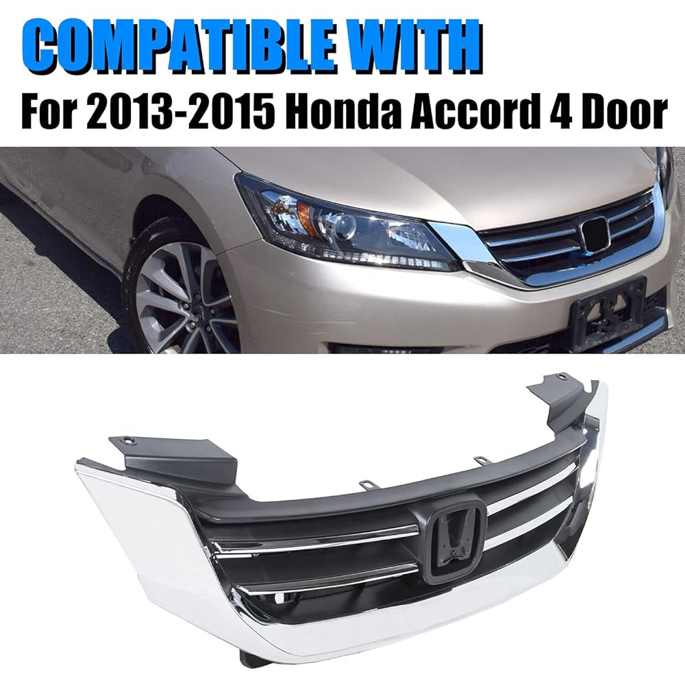 ECOTRIC Front Bumper Food Grill replacement 2013-2015 Honda Code 4D 71121T2FA01 HO1200214 4 Door Sedan only