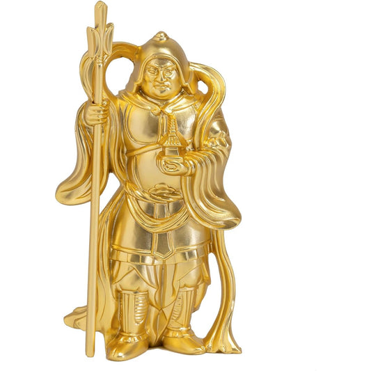 Seven Lucky Gods of Good Luck Bishamonten (Gold plated/24K gold) Buddhist sculptor: Hideun Makita Prototype_Buddha statue ornament Takaoka copperware (Bishamonten 7fg)