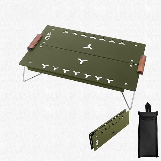 Qboo Camping Table, Folding Table, Mini Low Table, Aluminum Alloy, Lightweight, Solo Camping, Touring, Outdoor Table, Folding Table, Mini Table, Compact, Storage Bag Included XBD029
