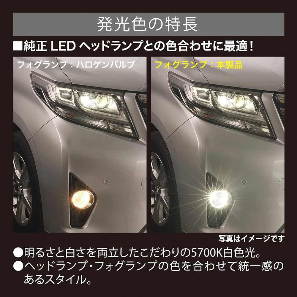 Carmate Car LED Fog Lamp GIGA F2800 Series H8 H11 H16 5700K Same Color as Genuine Headlight 1400lm Vehicle Inspection Compatible BW5132