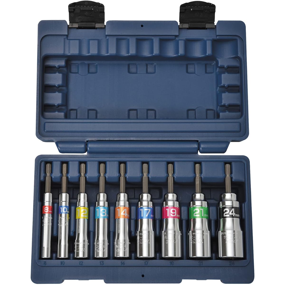 Top Industry (TOP) Power Drill Strong Shaft Socket Set 40V 36V 18V Opposite Width 8~24mm Impact Civil Engineering Construction Tool ETS-824S Tsubame Sanjo Made in Japan