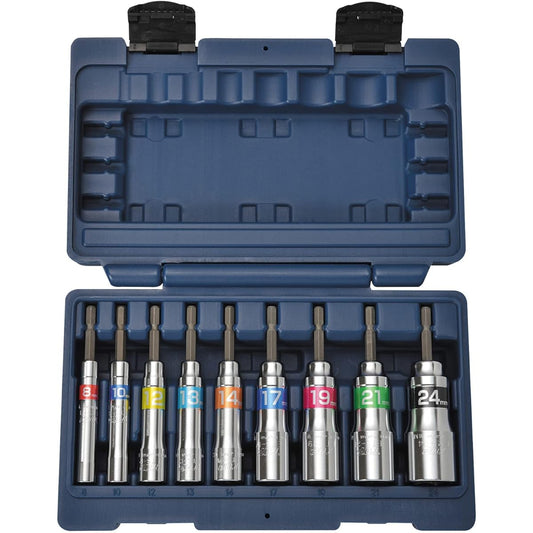 Top Industry (TOP) Power Drill Strong Shaft Socket Set 40V 36V 18V Opposite Width 8~24mm Impact Civil Engineering Construction Tool ETS-824S Tsubame Sanjo Made in Japan