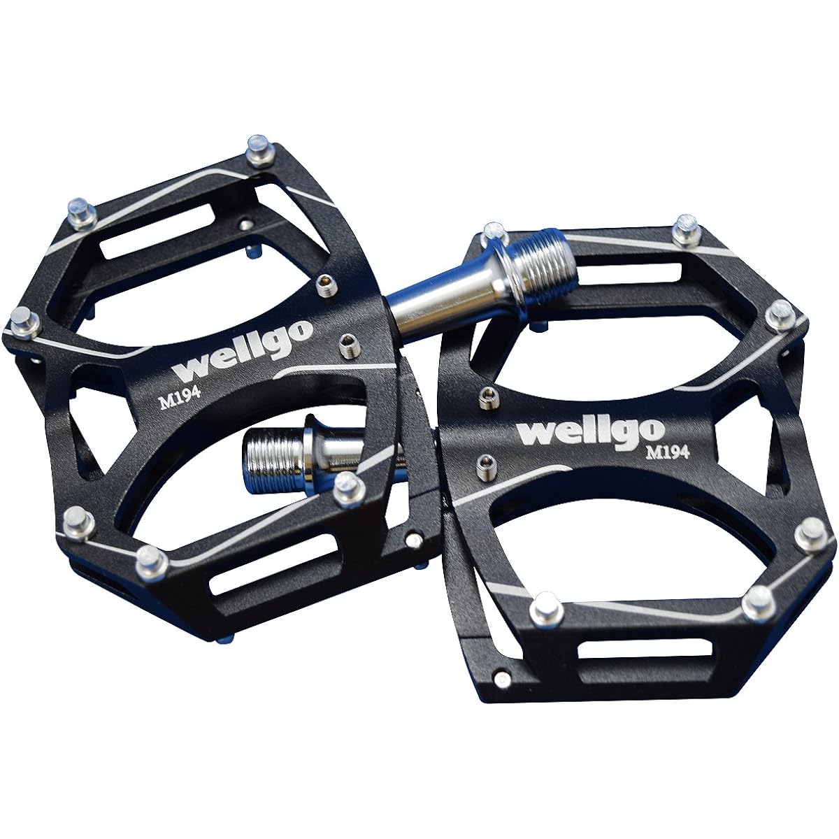 WELLGO Aluminum Pedal with Pin CNC Thin Black 260g Road/ATB/MTB M194