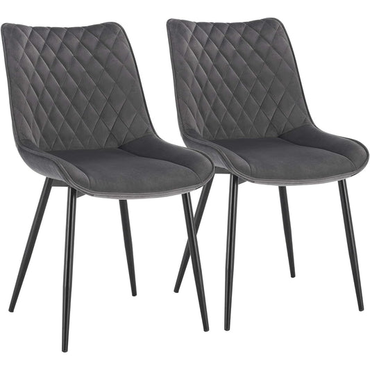 WOLTU Dining Chair Set of 2 Designer Chair Metal Leg Dining Chair Stylish Scandinavian Dark Gray