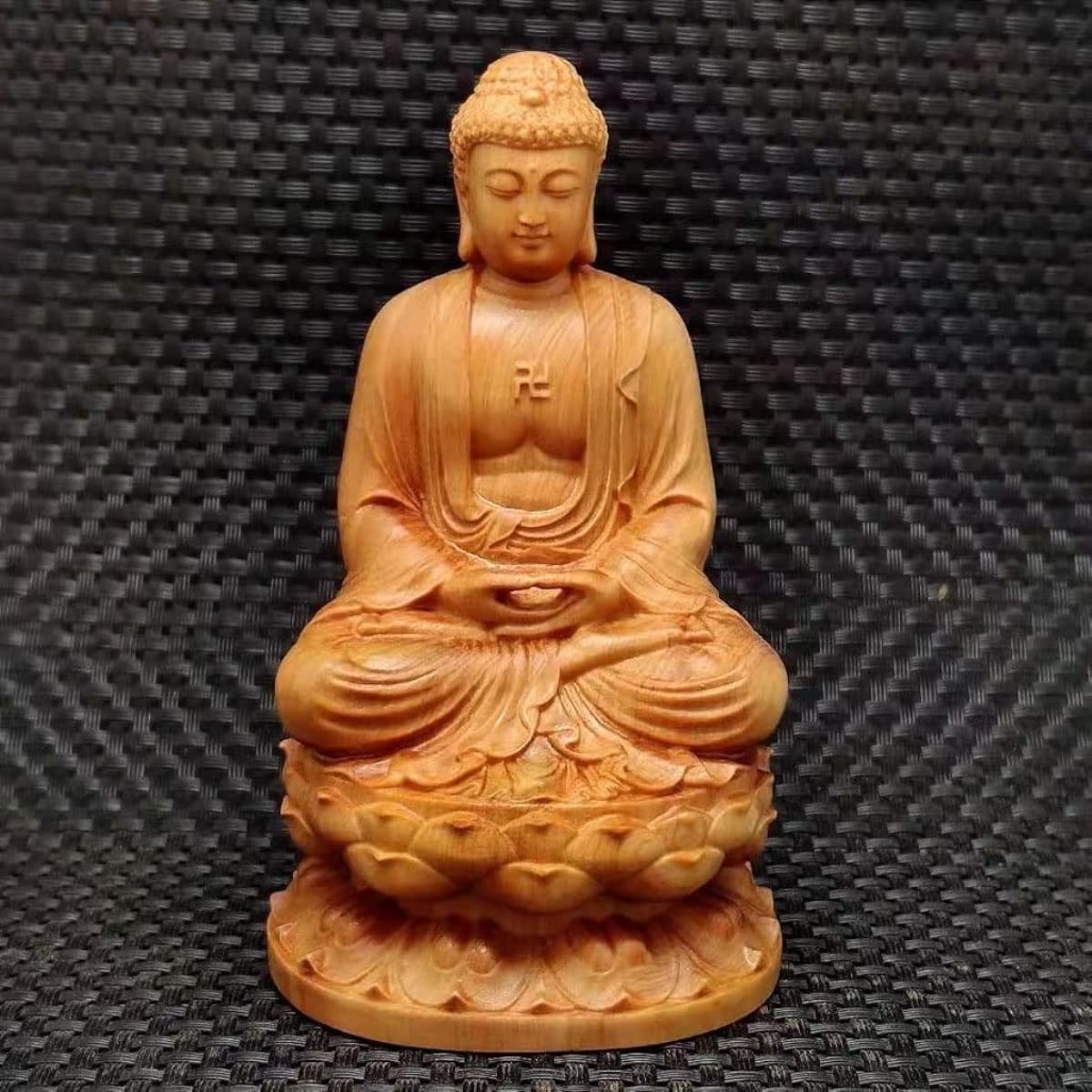 Wood Carved Buddha Statue Shakyamuni Buddha Seated Statue Natural Cliff Oak Tree Body Only Shakyamuni Buddha Statue Soto Zen Rinzai Zen Tendai Zen Zen Principal Image Buddha Zakyamuni Lucky Charm Pray Good Luck Spiritual Present Present Gift Souvenir Amu