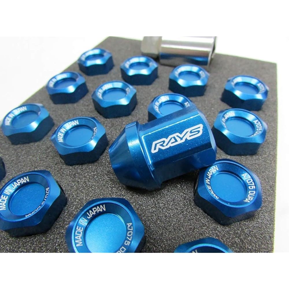 [RAYS] Duralumin Lock & Nut Set for L32 4H M12X1.5 Blue Anodized 74020001112BL