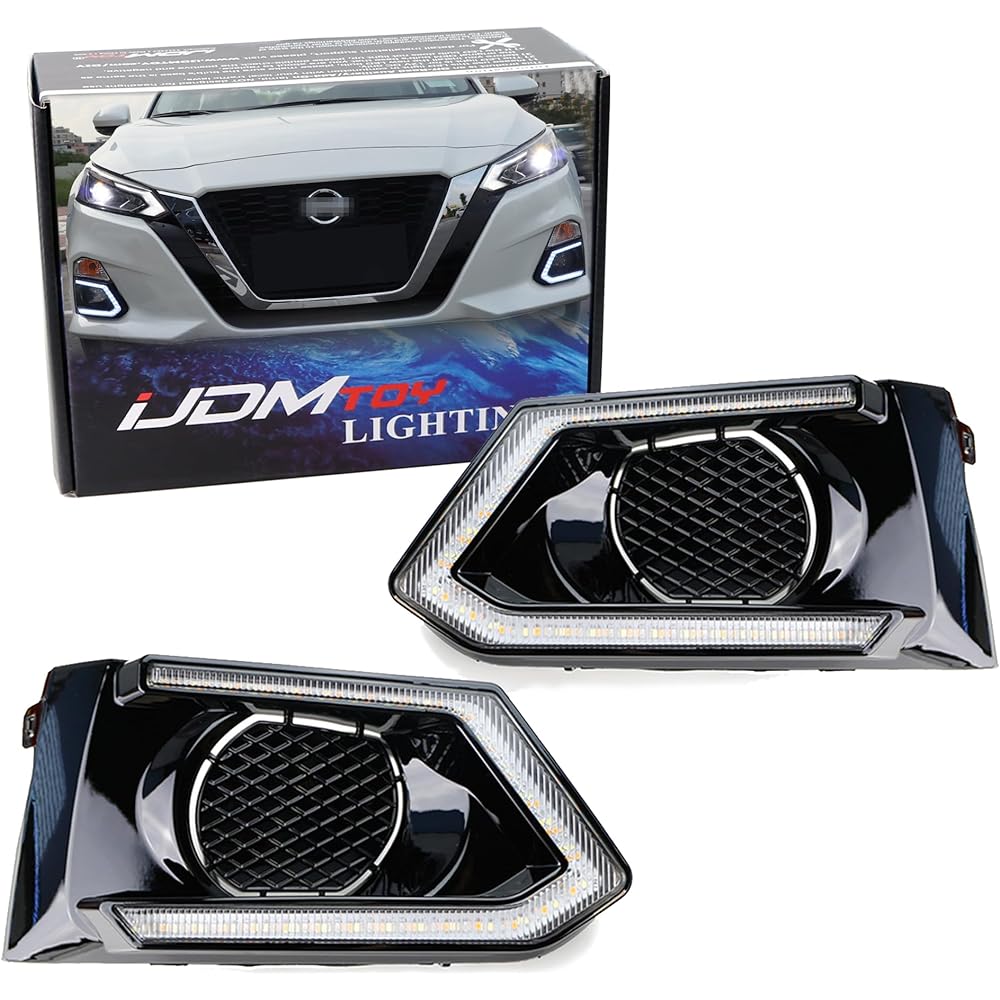 iJDMTOY OEM-Fit White/Amber Switchback LED Daytime Running Light Kit Compatible with 2019-up Nissan Altima White LED DRL Amber LED Turn Signals