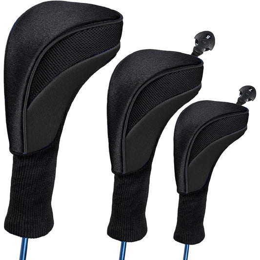 [DIOSARK] Golf Club Head Cover Club Cover Set Driver Cover Long Neck Accessories Utility Cover Golf Equipment Set with Number Tag