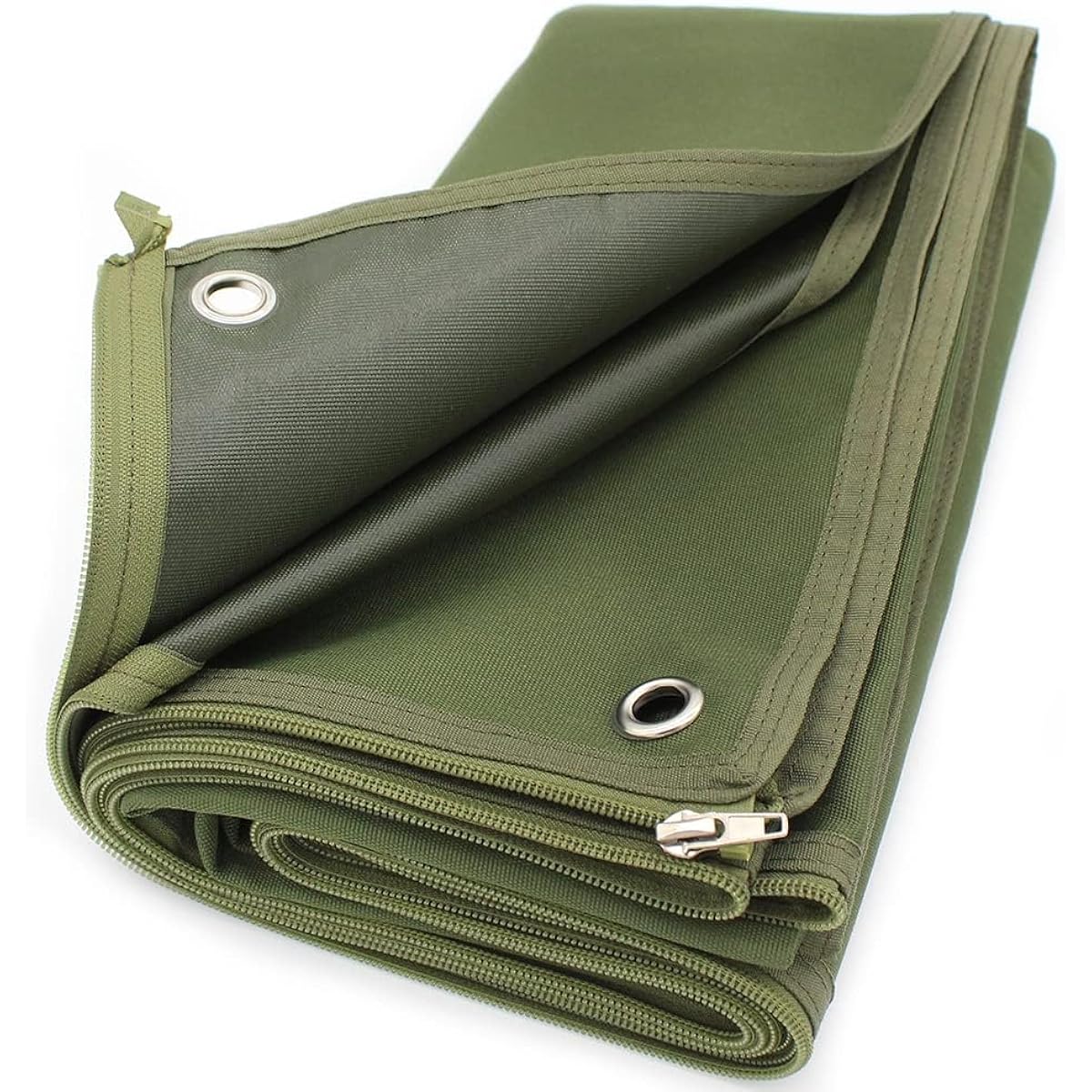 CHENGMAY Ground Sheet, Rustic, Extra Thick, 1000D Waterproof Tent Sheet, 130 x 200 cm, Expandable, Storage Bag Included, Outdoor Camping, Tent, Ground Sheet, Leisure Sheet, Thick, Large, Double-Sided Water Repellent (Olive 130 x 200 (Expandable with Zipp
