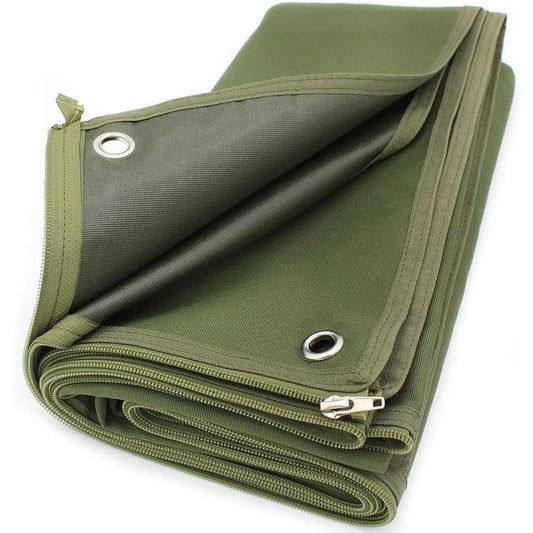 CHENGMAY Ground Sheet, Rustic, Extra Thick, 1000D Waterproof Tent Sheet, 130 x 200 cm, Expandable, Storage Bag Included, Outdoor Camping, Tent, Ground Sheet, Leisure Sheet, Thick, Large, Double-Sided Water Repellent (Olive 130 x 200 (Expandable with Zipp