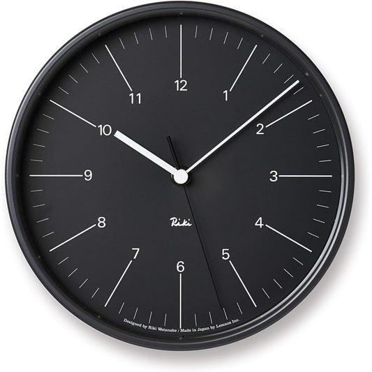 Lemnos Wall Clock Riki Steel Clock Analog Black WR17-10 BK Lemnos Black Diameter 20.4 x Depth 6cm